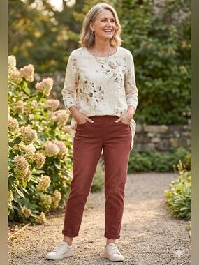 Soft Surroundings | Rust High Rise Pull-on Ankle Jeans | Sz L